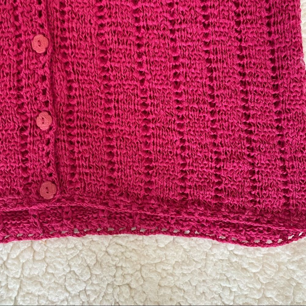 Sigrid Olsen Fuchsia V-Neck Button Front Short Sl… - image 7